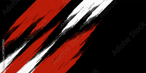 Abstract black white and red grunge in black background. Grunge brush texture. Modern sport