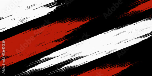 Abstract black white and red grunge in black background. Grunge brush texture. Modern sport. Vector illustration.