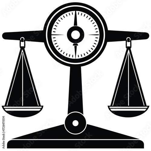 mechanical scale with dial on white background.eps