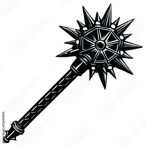   medieval spiked mace weapon  isolated on white b.eps