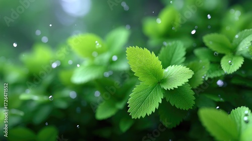 Close Up of Green Leaves Pattern Cinematic HDR Macro Photography