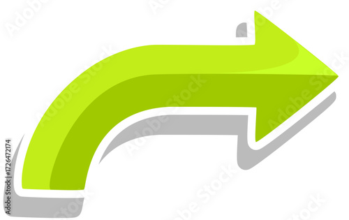 Lime Green Curved Arrow