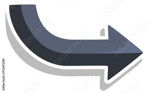 Deep Grey Curved Arrow