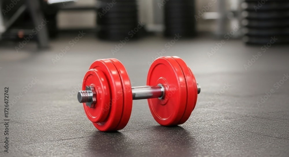 Fototapeta premium Red dumbbell isolated on white background