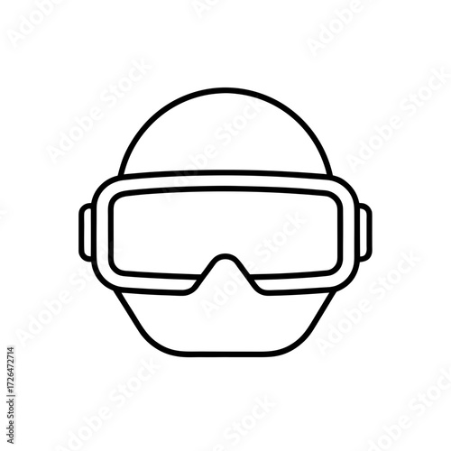 Person wearing virtual reality headset line on transparent background