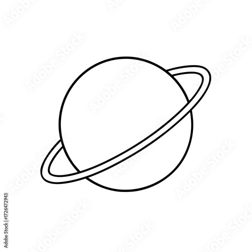 Simple outline drawing of saturn planet on transparent background