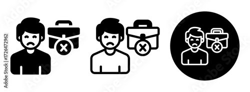 Out Of Work Icon Collection Glyph & Mixed Style