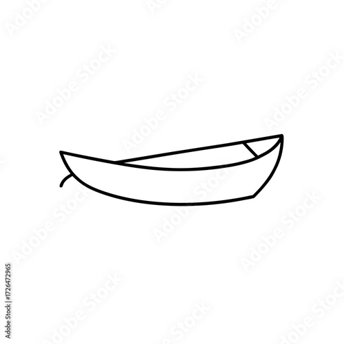 Simple outline drawing of a small boat on transparent background