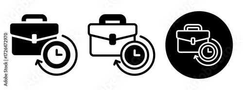 Working Hours Icon Collection Glyph & Mixed Style