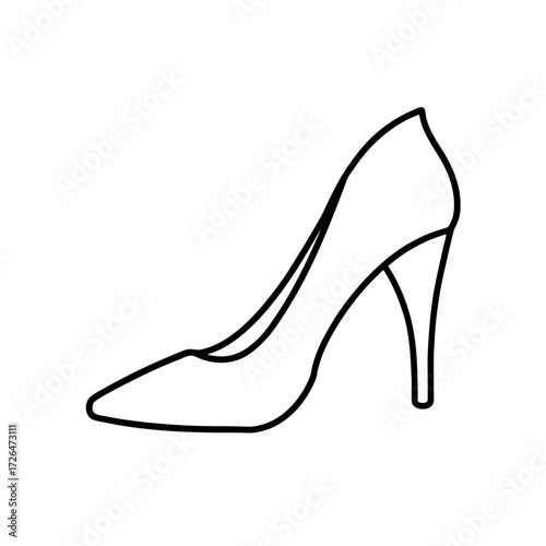Outline drawing of a high heel shoe item on transparent background