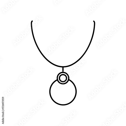 Outline drawing of a pendant necklace art on transparent background
