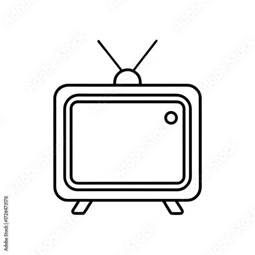 Illustration of a retro television outline on transparent background