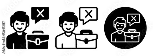 Job Losses Icon Collection Glyph & Mixed Style