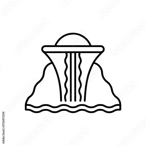 Outline drawing of a water fountain icon on transparent background