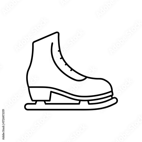 Illustration of a single ice skating boot on transparent background