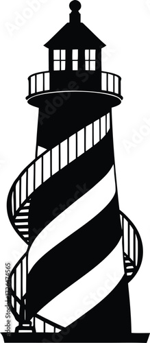 Lighthouse Silhouette with Spiral Staircase Vector Illustration