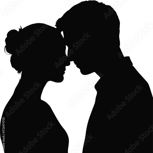 Silhouette of a couple in love