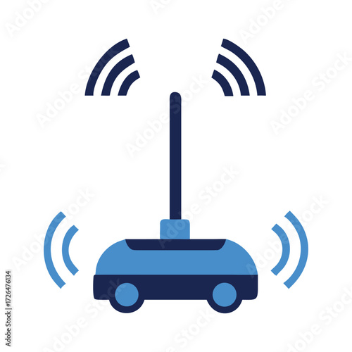 Smart Robot Vacuum Cleaner Icon – Wireless Home Cleaning Appliance, Automated Device Vector