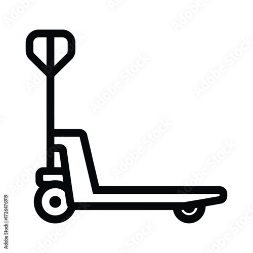 Simple outline icon of a manual pallet jack for lifting and moving heavy loads