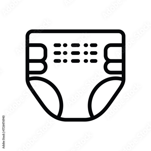 Simple line art icon of a baby diaper for hygiene and care concepts