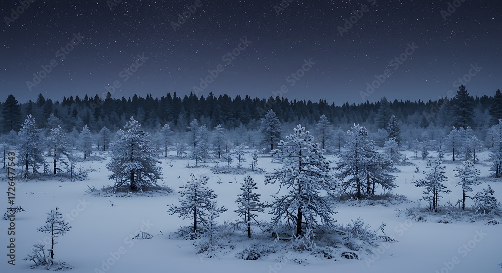 Fototapeta premium Winter forest landscape snowy trees