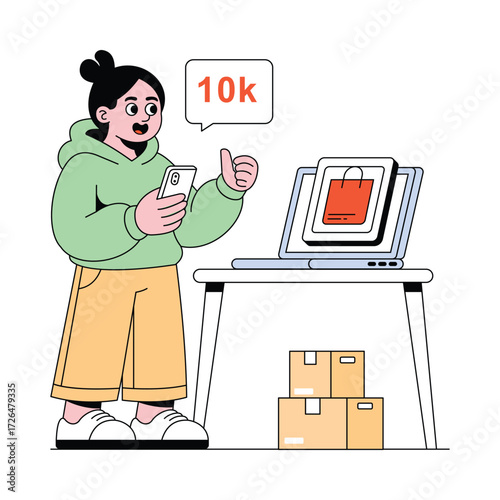 Estore And Ecommerce Entrepreneur Vector illustration 