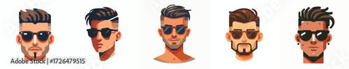 Avatar of a man's face with sunglasses, undercut hair, tan skin, relaxed expression