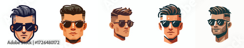 Avatar of a man's face with sunglasses, undercut hair, tan skin, relaxed expression