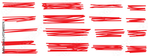 Collection of yellow highlighter brush strokes and marks