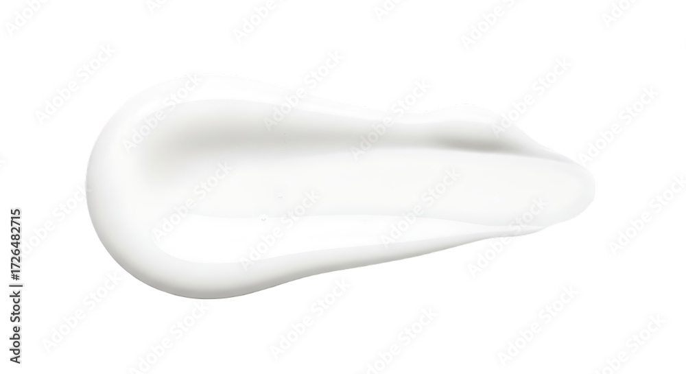 Fototapeta premium A single white cosmetic cream smear with a smooth texture isolated on transparent background