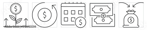 Systematic Investment Plan related icons set. Vector editable stroke.