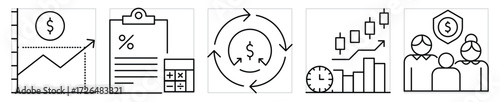 Systematic Investment Plan related icons set. Vector editable stroke.