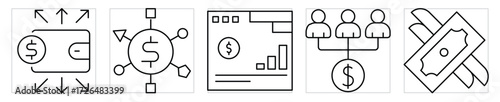Mutual fund related icons set. Vector editable stroke.