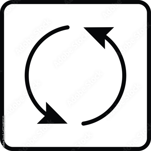 Thin line refresh arrow vector icon. Minimal outline symbol for reload, update, sync, or restart functions. Perfect for apps, websites, user interface, mobile design, and digital graphics