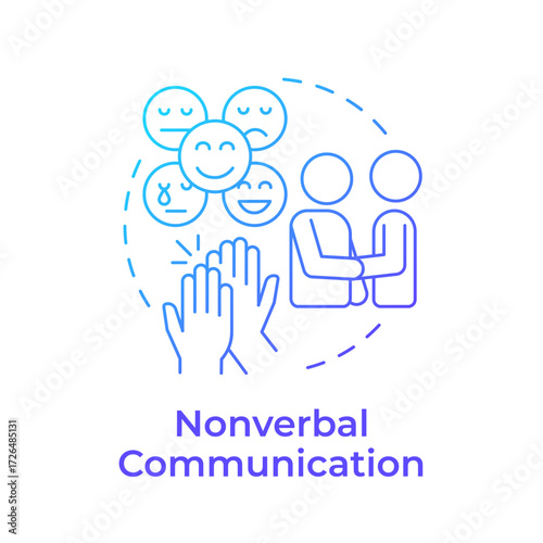Nonverbal communication blue gradient concept icon. Social interaction, messaging. Positive personality. Round shape line illustration. Abstract idea. Graphic design. Easy to use in booklet, blog post
