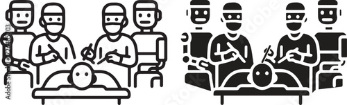 Medical Team Performing Surgery Icon in Operating Room
