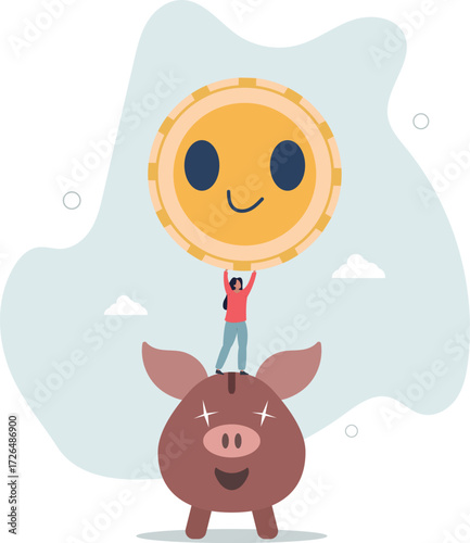 Money to buy happiness, saving for happy retirement or pay for happy lifestyle concept.life and employment of people.