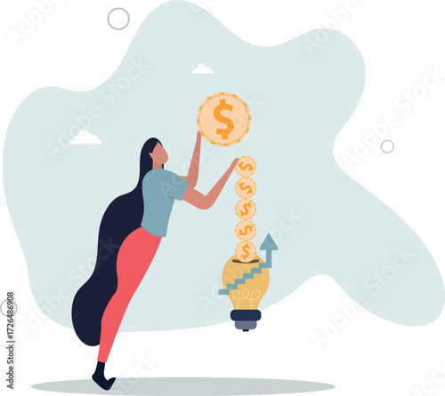 Invest in growth stock, mutual fund or growing money, savings, pension fund or increase return from stock market, economy or rising interest rate.life and employment of people.