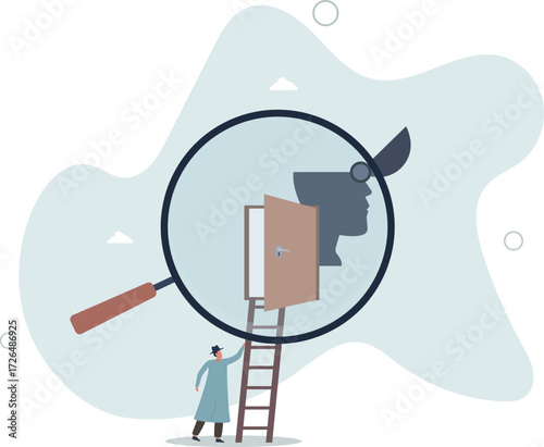 Psychology and mindset, deep mind thinking or mental health diagnose, intelligence brain or depression, emotion or cognitive concept.life and employment of people.