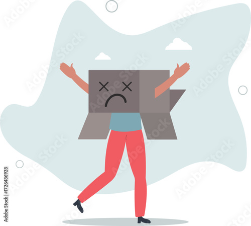 Unhappy employee or unsatisfied customer, depressed from overworked or business failure,life and employment of people.