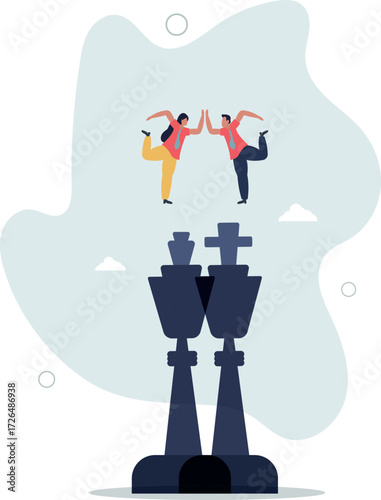 Negotiation strategy, win-win situation, partnership instead of confrontation in competition, merger or agreement concept.life and employment of people.