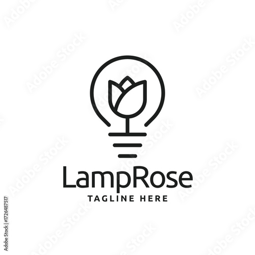 Minimalist lamp rose logo icon symbol