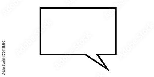 Bold Black Rectangular Speech Bubble with Tail on White Background chat bubble dialogue box isolated on a transparent background