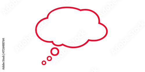 Red Thought Bubble Outline with Speech Bubbles on White Background red outline empty isolated on a transparent background