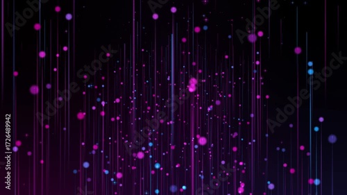 Seamless Looping Neon Falling Dots And Lines Background
