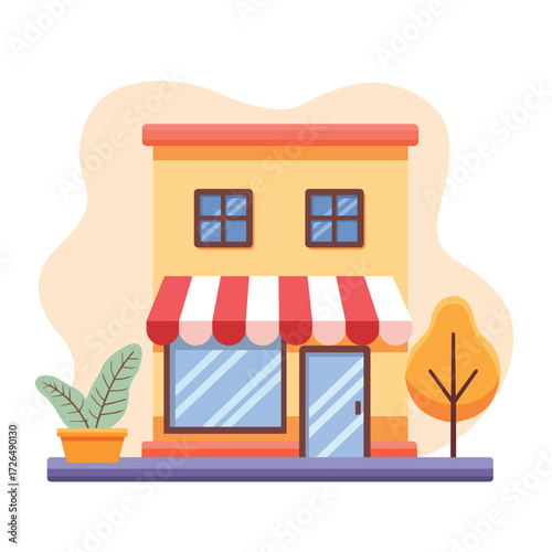 storefront building flat design vector illustration