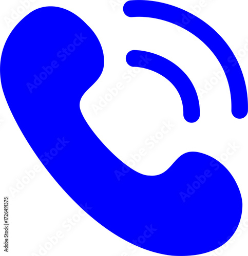Blue telephone icon isolated