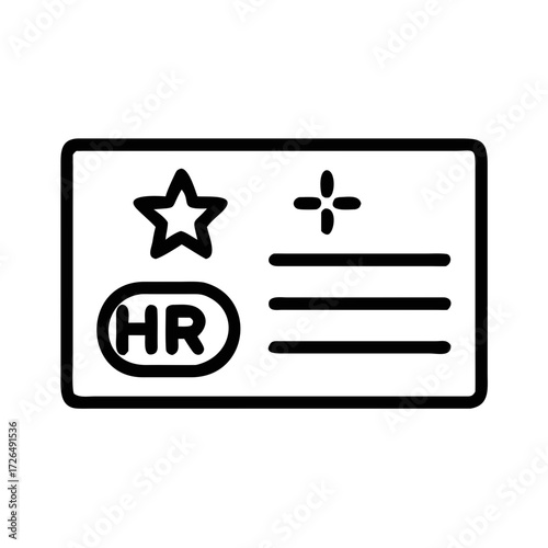 Outline icon of an HR identification badge with star futuristic silhouette vector transparent icon