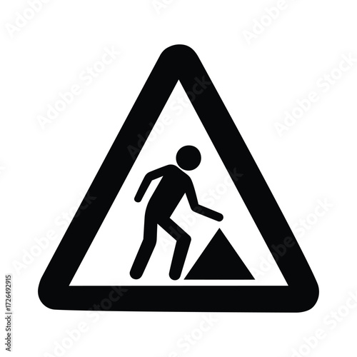 Worker Caution Stumble Accident Pictogram Isolated on White Background