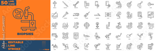 Biopsies Line Icon Set.